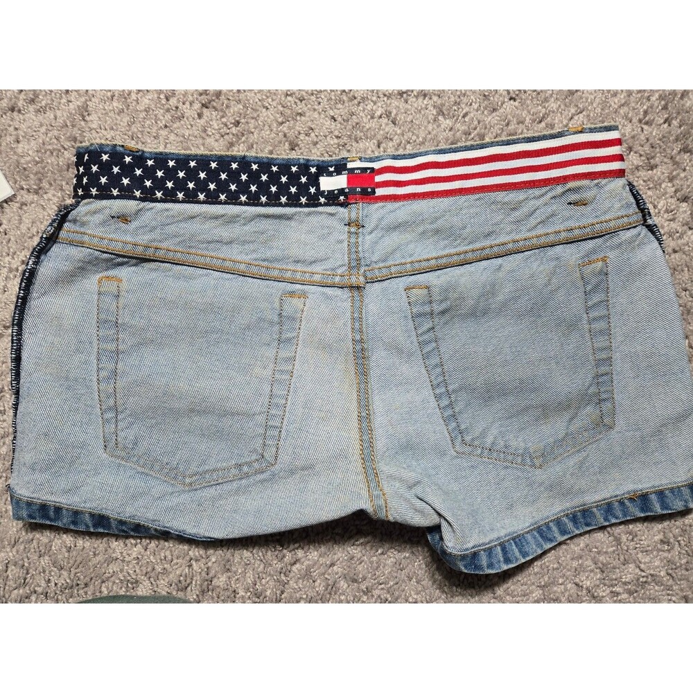 Vintage 90's Tommy Hilfiger Denim Shorts America 4th of July Red Blue Patchwork - Picture 5 of 7